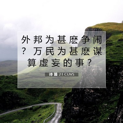 Picture 07 - 诗 篇 2:1 CUVS - 外 邦 为 甚 麽 争 闹 ？ 万 民 为 甚 - Bible Verse Picture