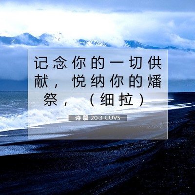 Picture 07 - 诗 篇 20:3 CUVS - 记 念 你 的 一 切 供 献 ， 悦 纳 你 - Bible Verse Picture