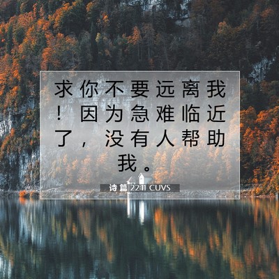 Picture 07 - 诗 篇 22:11 CUVS - 求 你 不 要 远 离 我 ！ 因 为 急 难 - Bible Verse Picture