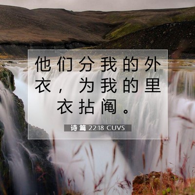 Picture 07 - 诗 篇 22:18 CUVS - 他 们 分 我 的 外 衣 ， 为 我 的 里 - Bible Verse Picture