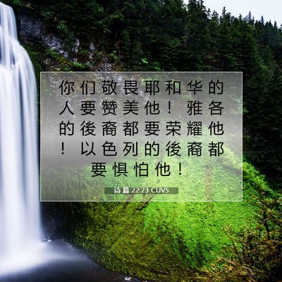 Picture 07 - 诗 篇 22:23 CUVS - 你 们 敬 畏 耶 和 华 的 人 要 赞 美 - Bible Verse Picture