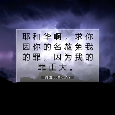 Picture 07 - 诗 篇 25:11 CUVS - 耶 和 华 啊 ， 求 你 因 你 的 名 赦 - Bible Verse Picture