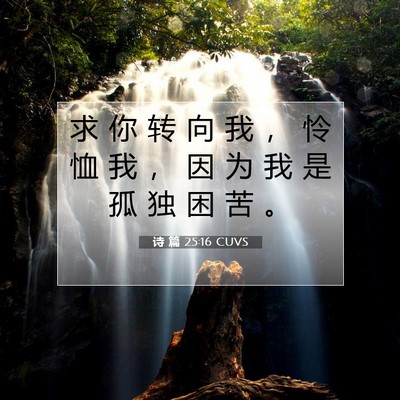 Picture 07 - 诗 篇 25:16 CUVS - 求 你 转 向 我 ， 怜 恤 我 ， 因 为 - Bible Verse Picture