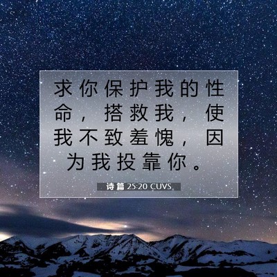 Picture 07 - 诗 篇 25:20 CUVS - 求 你 保 护 我 的 性 命 ， 搭 救 我 - Bible Verse Picture