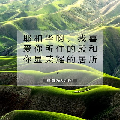 Picture 07 - 诗 篇 26:8 CUVS - 耶 和 华 啊 ， 我 喜 爱 你 所 住 的 - Bible Verse Picture