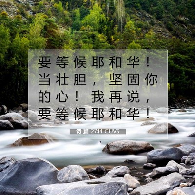Picture 07 - 诗 篇 27:14 CUVS - 要 等 候 耶 和 华 ！ 当 壮 胆 ， 坚 - Bible Verse Picture