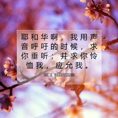 Picture 07 - 诗 篇 27:7 CUVS - 耶 和 华 啊 ， 我 用 声 音 呼 吁 的 - Bible Verse Picture