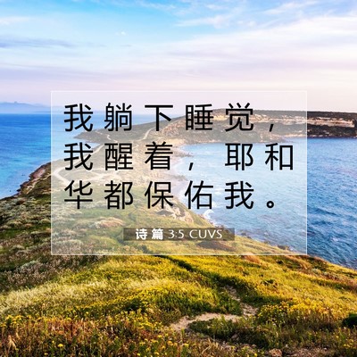 Picture 07 - 诗 篇 3:5 CUVS - 我 躺 下 睡 觉 ， 我 醒 着 ， 耶 和 - Bible Verse Picture