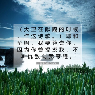 Picture 07 - 诗 篇 30:1 CUVS - （ 大 卫 在 献 殿 的 时 候 ， 作 这 - Bible Verse Picture