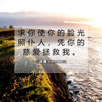 Picture 07 - 诗 篇 31:16 CUVS - 求 你 使 你 的 脸 光 照 仆 人 ， 凭 - Bible Verse Picture