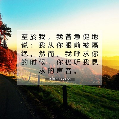 Picture 07 - 诗 篇 31:22 CUVS - 至 於 我 ， 我 曾 急 促 地 说 ： 我 - Bible Verse Picture