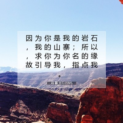 Picture 07 - 诗 篇 31:3 CUVS - 因 为 你 是 我 的 岩 石 ， 我 的 山 - Bible Verse Picture