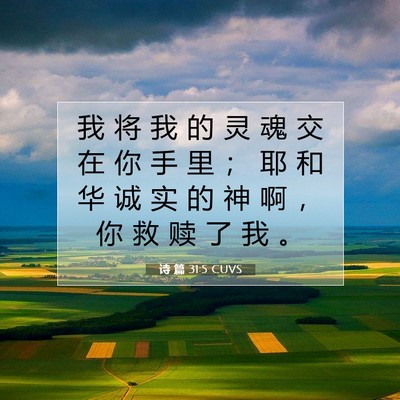 Picture 07 - 诗 篇 31:5 CUVS - 我 将 我 的 灵 魂 交 在 你 手 里 ； - Bible Verse Picture