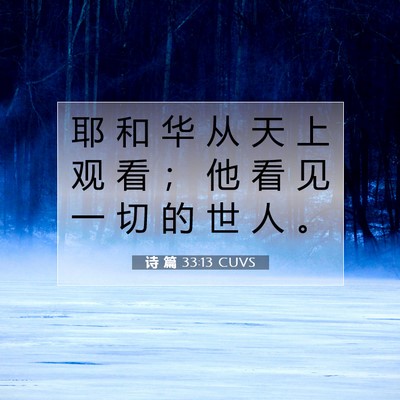 Picture 07 - 诗 篇 33:13 CUVS - 耶 和 华 从 天 上 观 看 ； 他 看 见 - Bible Verse Picture