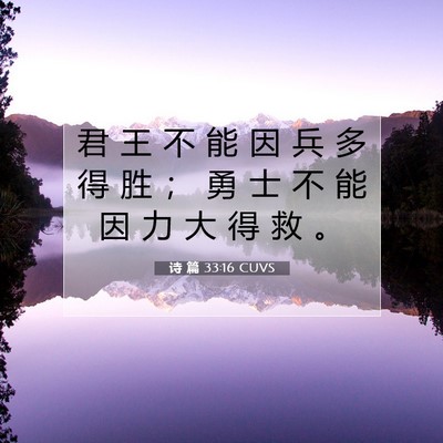 Picture 07 - 诗 篇 33:16 CUVS - 君 王 不 能 因 兵 多 得 胜 ； 勇 士 - Bible Verse Picture