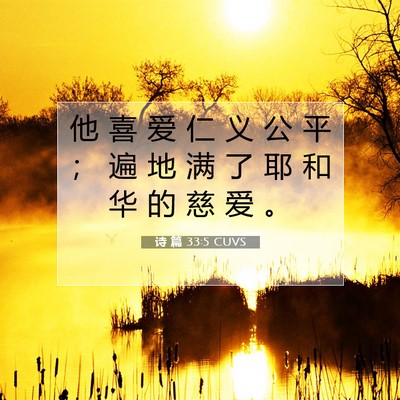 Picture 07 - 诗 篇 33:5 CUVS - 他 喜 爱 仁 义 公 平 ； 遍 地 满 了 - Bible Verse Picture