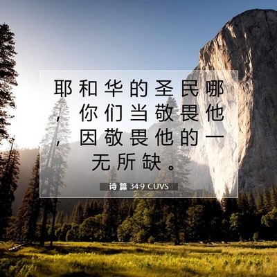 Picture 07 - 诗 篇 34:9 CUVS - 耶 和 华 的 圣 民 哪 ， 你 们 当 敬 - Bible Verse Picture