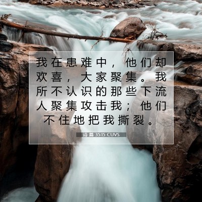 Picture 07 - 诗 篇 35:15 CUVS - 我 在 患 难 中 ， 他 们 却 欢 喜 ， - Bible Verse Picture