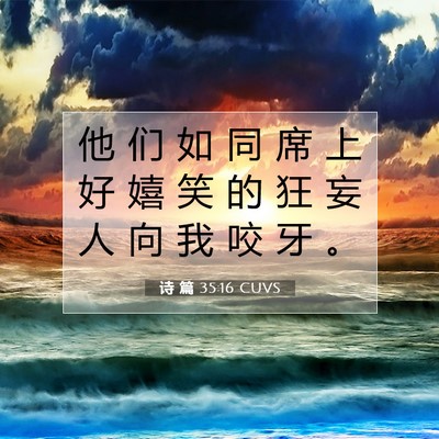Picture 07 - 诗 篇 35:16 CUVS - 他 们 如 同 席 上 好 嬉 笑 的 狂 妄 - Bible Verse Picture