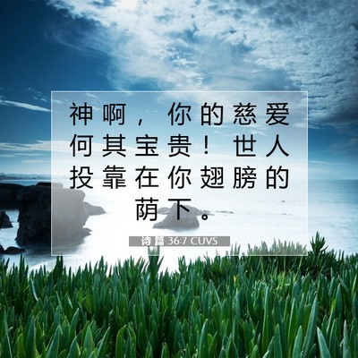 Picture 07 - 诗 篇 36:7 CUVS - 神 啊 ， 你 的 慈 爱 何 其 宝 贵 ！ - Bible Verse Picture