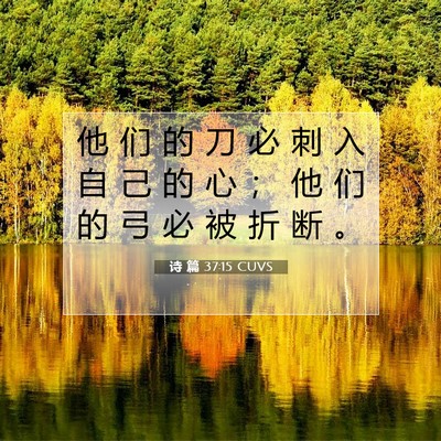 Picture 07 - 诗 篇 37:15 CUVS - 他 们 的 刀 必 刺 入 自 己 的 心 ； - Bible Verse Picture
