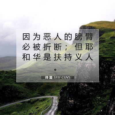 Picture 07 - 诗 篇 37:17 CUVS - 因 为 恶 人 的 膀 臂 必 被 折 断 ； - Bible Verse Picture