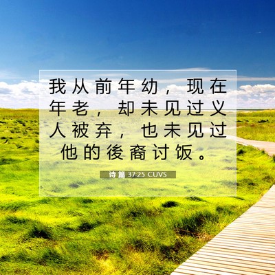 Picture 07 - 诗 篇 37:25 CUVS - 我 从 前 年 幼 ， 现 在 年 老 ， 却 - Bible Verse Picture