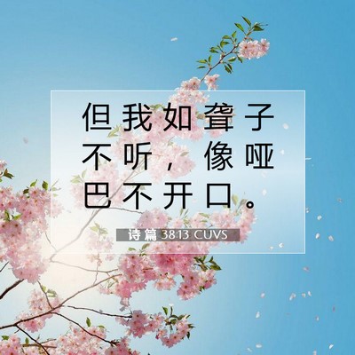 Picture 07 - 诗 篇 38:13 CUVS - 但 我 如 聋 子 不 听 ， 像 哑 巴 不 - Bible Verse Picture