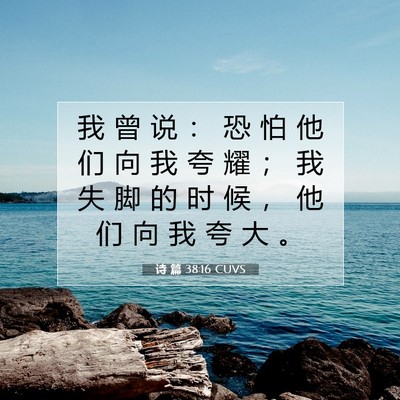 Picture 07 - 诗 篇 38:16 CUVS - 我 曾 说 ： 恐 怕 他 们 向 我 夸 耀 - Bible Verse Picture