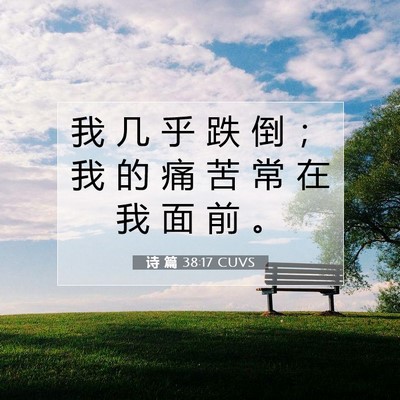 Picture 07 - 诗 篇 38:17 CUVS - 我 几 乎 跌 倒 ； 我 的 痛 苦 常 在 - Bible Verse Picture