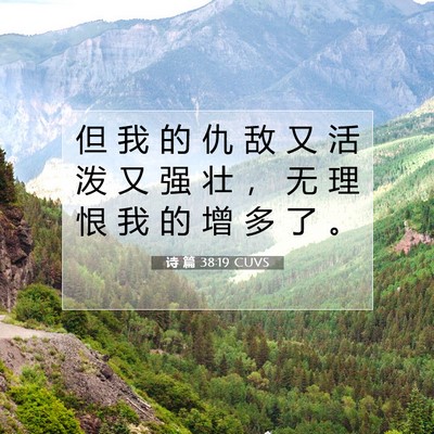 Picture 07 - 诗 篇 38:19 CUVS - 但 我 的 仇 敌 又 活 泼 又 强 壮 ， - Bible Verse Picture