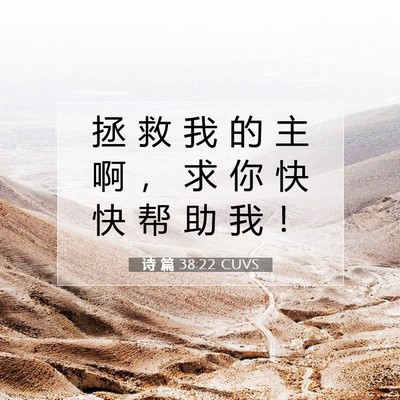 Picture 07 - 诗 篇 38:22 CUVS - 拯 救 我 的 主 啊 ， 求 你 快 快 帮 - Bible Verse Picture