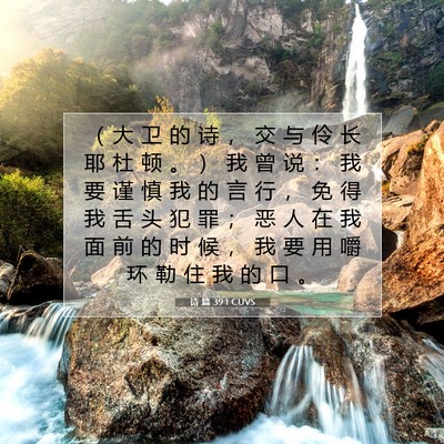 Picture 07 - 诗 篇 39:1 CUVS - （ 大 卫 的 诗 ， 交 与 伶 长 耶 杜 - Bible Verse Picture