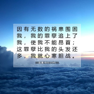 Picture 07 - 诗 篇 40:12 CUVS - 因 有 无 数 的 祸 患 围 困 我 ， 我 - Bible Verse Picture