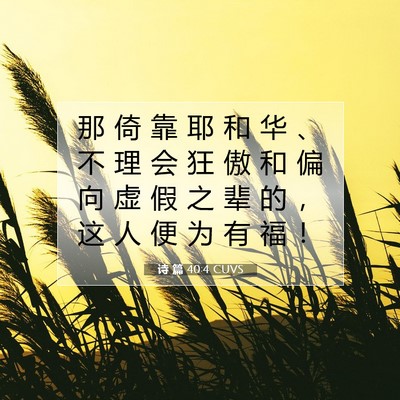 Picture 07 - 诗 篇 40:4 CUVS - 那 倚 靠 耶 和 华 、 不 理 会 狂 傲 - Bible Verse Picture