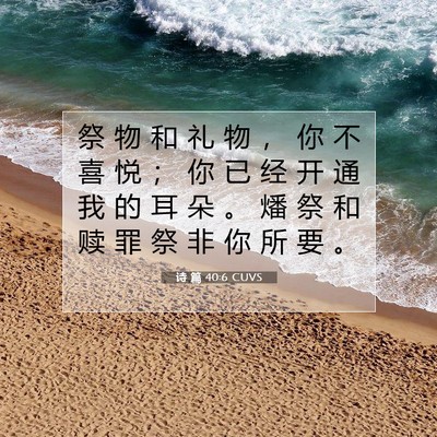 Picture 07 - 诗 篇 40:6 CUVS - 祭 物 和 礼 物 ， 你 不 喜 悦 ； 你 - Bible Verse Picture