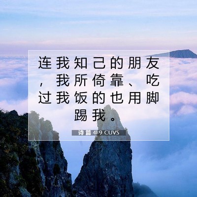 Picture 07 - 诗 篇 41:9 CUVS - 连 我 知 己 的 朋 友 ， 我 所 倚 靠 - Bible Verse Picture