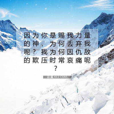 Picture 07 - 诗 篇 43:2 CUVS - 因 为 你 是 赐 我 力 量 的 神 ， 为 - Bible Verse Picture