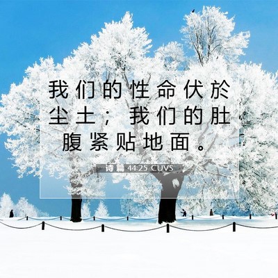 Picture 07 - 诗 篇 44:25 CUVS - 我 们 的 性 命 伏 於 尘 土 ； 我 们 - Bible Verse Picture
