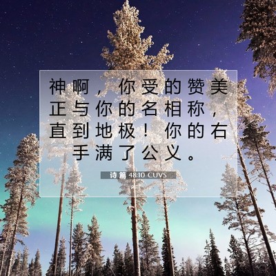 Picture 07 - 诗 篇 48:10 CUVS - 神 啊 ， 你 受 的 赞 美 正 与 你 的 - Bible Verse Picture