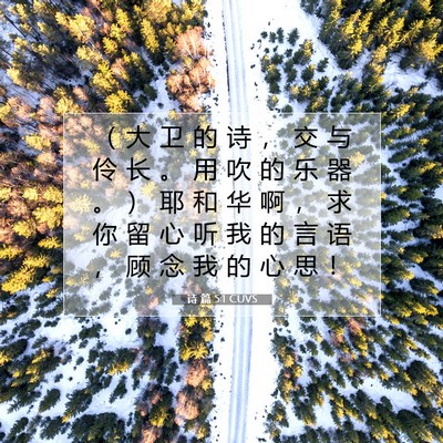 Picture 07 - 诗 篇 5:1 CUVS - （ 大 卫 的 诗 ， 交 与 伶 长 。 用 - Bible Verse Picture