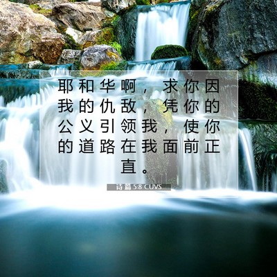 Picture 07 - 诗 篇 5:8 CUVS - 耶 和 华 啊 ， 求 你 因 我 的 仇 敌 - Bible Verse Picture