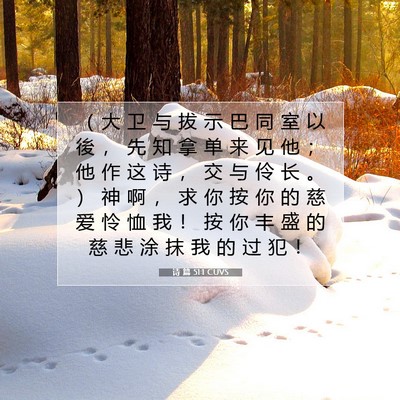 Picture 07 - 诗 篇 51:1 CUVS - （ 大 卫 与 拔 示 巴 同 室 以 後 ， - Bible Verse Picture