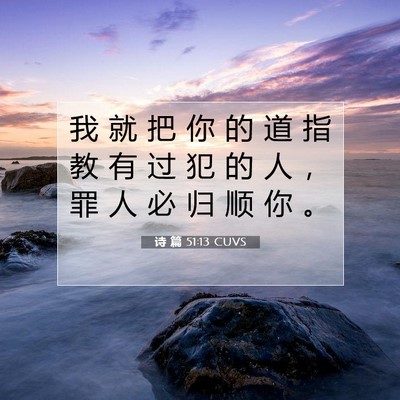Picture 07 - 诗 篇 51:13 CUVS - 我 就 把 你 的 道 指 教 有 过 犯 的 - Bible Verse Picture
