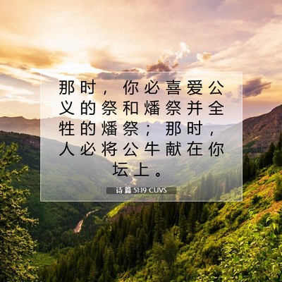 Picture 07 - 诗 篇 51:19 CUVS - 那 时 ， 你 必 喜 爱 公 义 的 祭 和 - Bible Verse Picture