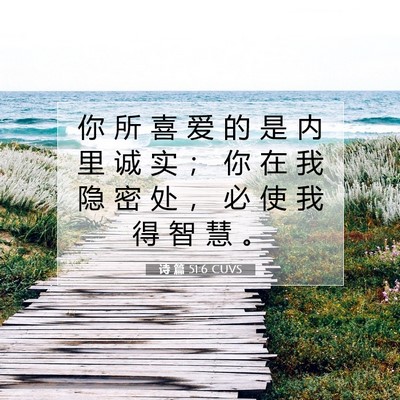 Picture 07 - 诗 篇 51:6 CUVS - 你 所 喜 爱 的 是 内 里 诚 实 ； 你 - Bible Verse Picture