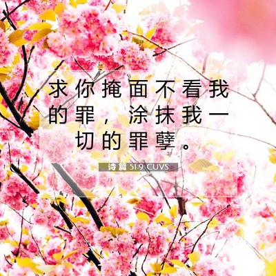 Picture 07 - 诗 篇 51:9 CUVS - 求 你 掩 面 不 看 我 的 罪 ， 涂 抹 - Bible Verse Picture