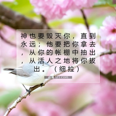 Picture 07 - 诗 篇 52:5 CUVS - 神 也 要 毁 灭 你 ， 直 到 永 远 ； - Bible Verse Picture