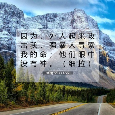 Picture 07 - 诗 篇 54:3 CUVS - 因 为 ， 外 人 起 来 攻 击 我 ， 强 - Bible Verse Picture