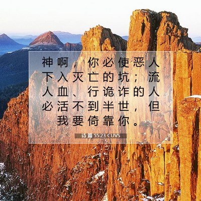 Picture 07 - 诗 篇 55:23 CUVS - 神 啊 ， 你 必 使 恶 人 下 入 灭 亡 - Bible Verse Picture
